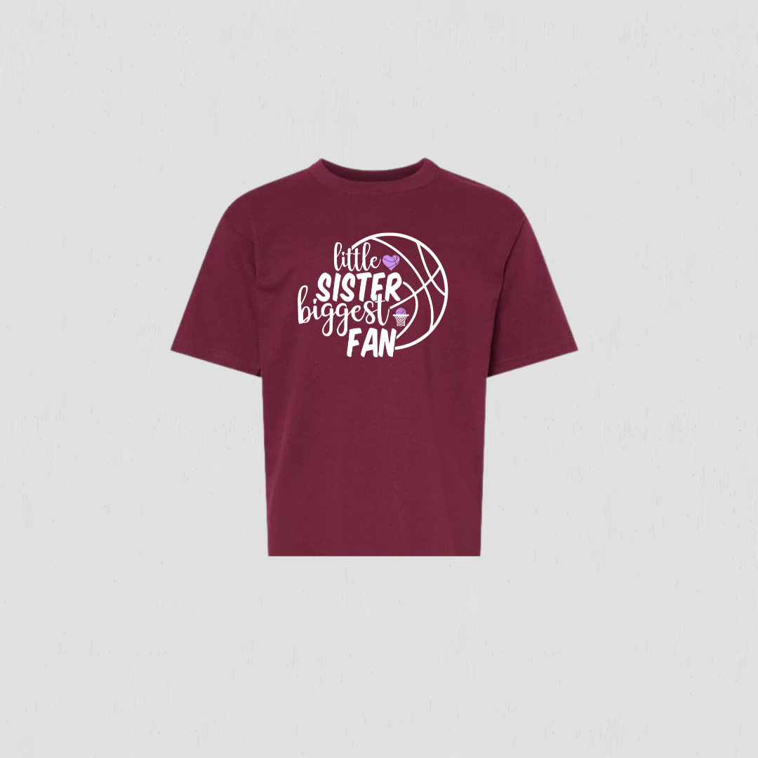 Little Sister Biggest Fan Basketball T-Shirt