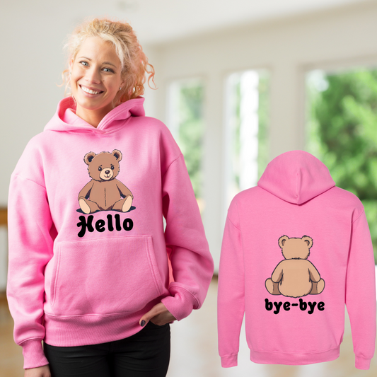 Hoodie with Bear saying Hello and bye bye