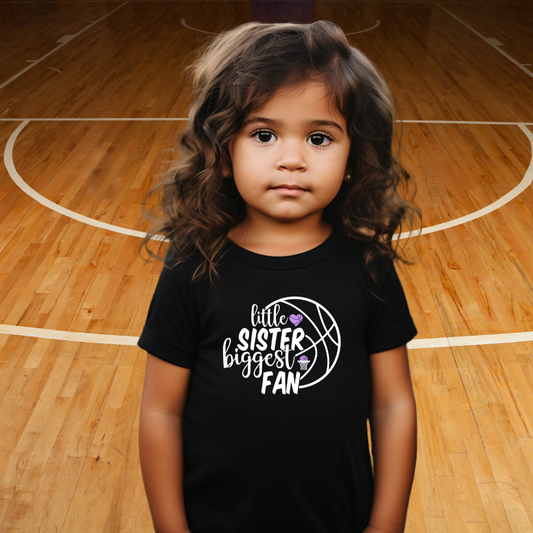Little Sister Biggest Fan Basketball T-Shirt