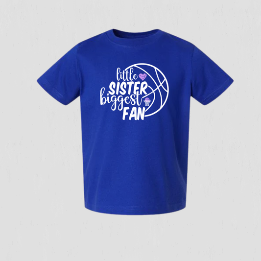 Little Sister Biggest Fan Basketball T-Shirt