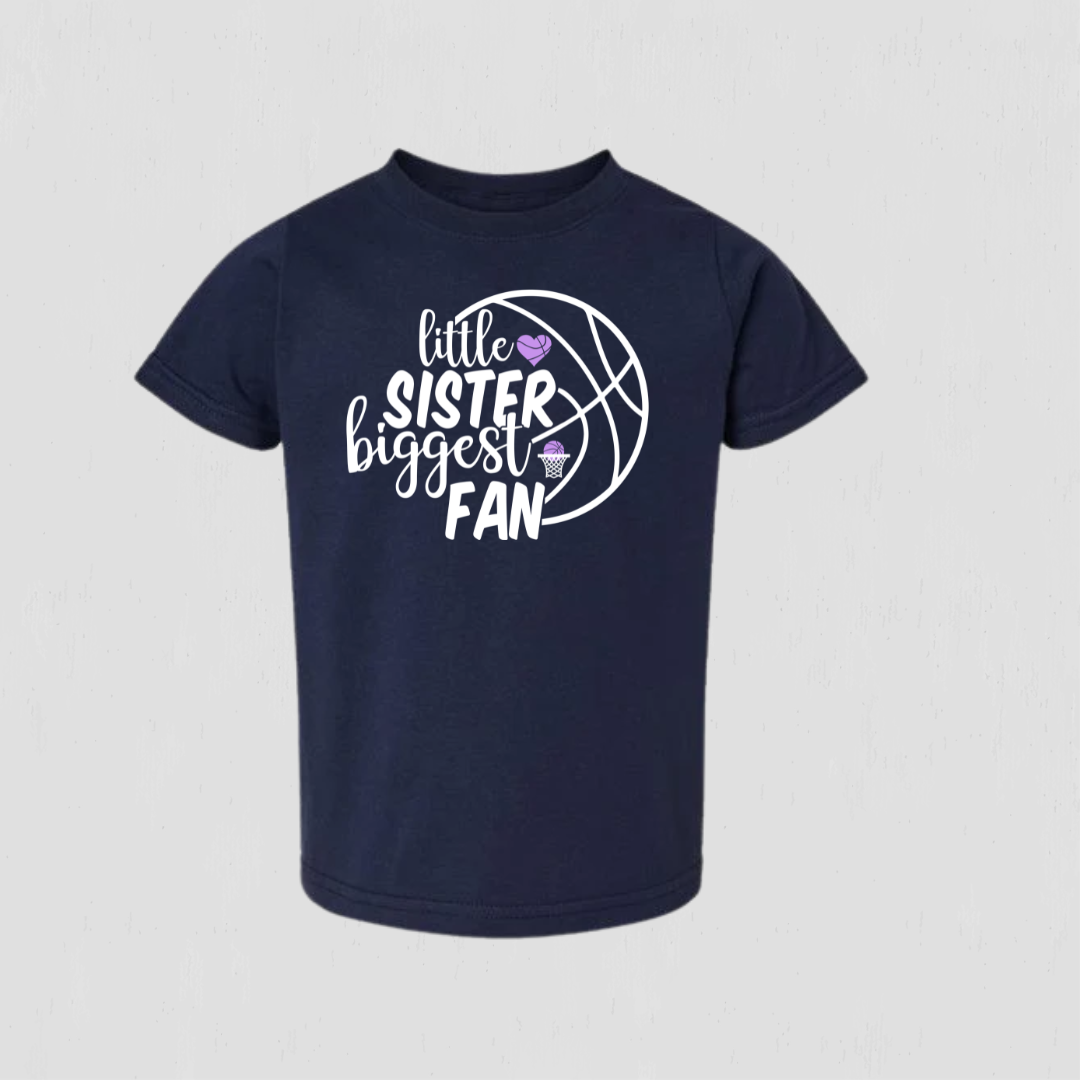 Little Sister Biggest Fan Basketball T-Shirt