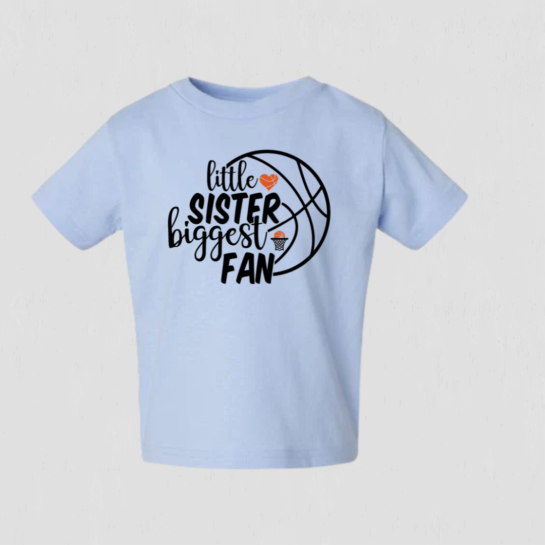 Little Sister Biggest Fan Basketball T-Shirt