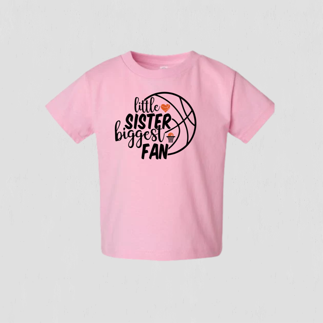 Little Sister Biggest Fan Basketball T-Shirt