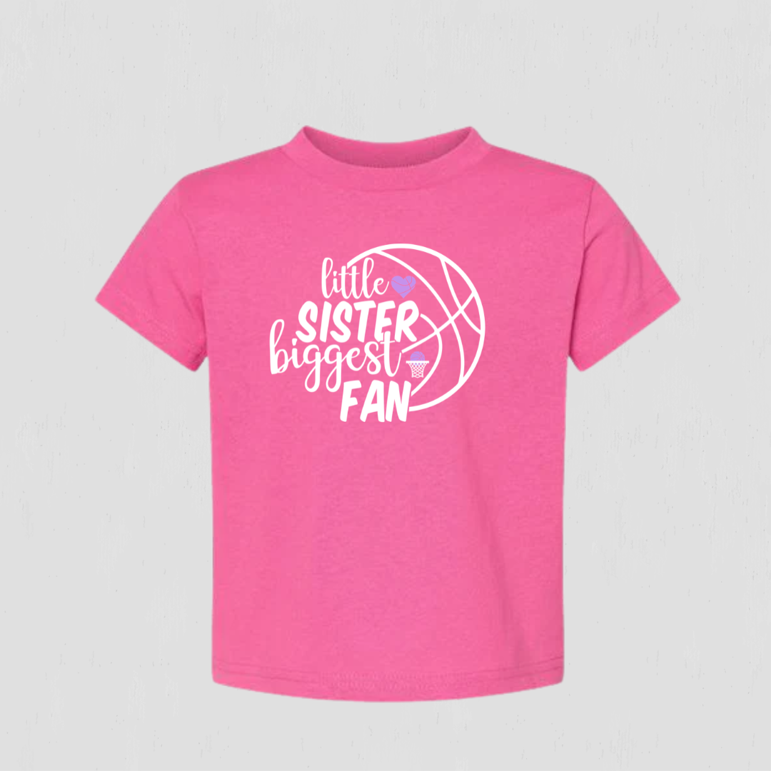 Little Sister Biggest Fan Basketball T-Shirt