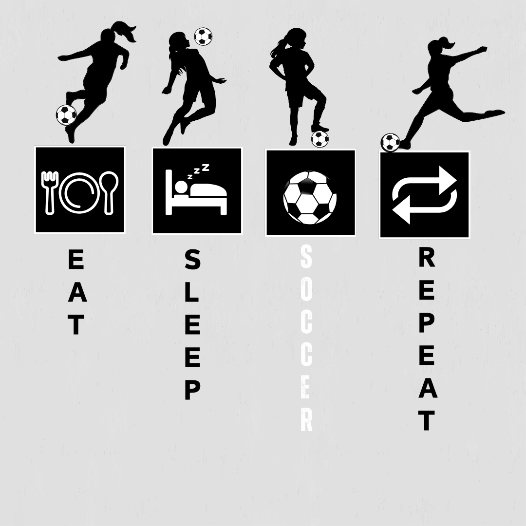Soccer eat, sleep, repeat t-shirt for youth to teen players